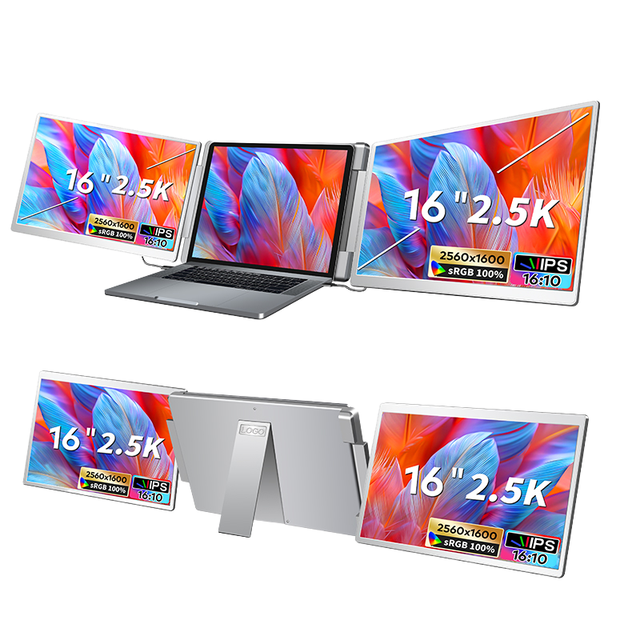 2025 New 16 Inch IPS LCD Portable Monitor 2560x1600 Resolution 60Hz 16:10 Aspect Ratio Compatible 12-18.5 Inch Laptops Windows