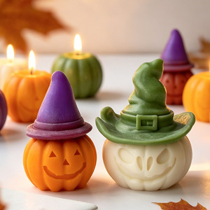Bougie parfumée citrouille d'Halloween, bougie créative Jack O'Lantern en cire de soja, décoration d'intérieur, cadeau pour fête et festival - Product Image 2