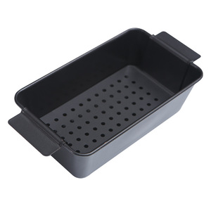 Rectangular Non Stick <b>Grill</b> <b>Pan</b> With Holes Double Handles Baking Tool Carbon Steel <b>Oven</b> Safe Cake Tools - Product Image 4