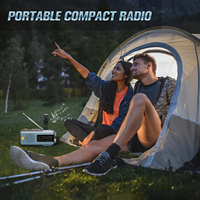 Model portabel Mini engkol tangan Radio Emerncy SOS senter dengan 2000mAh Power Bank Solar & FM/AM Speaker bertahan Kit