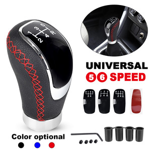 Car Gear <b>Shift</b> <b>Knob</b> Universal Black Leather Chrome 5 6 Speed Ergonomic Design - Product Image 3