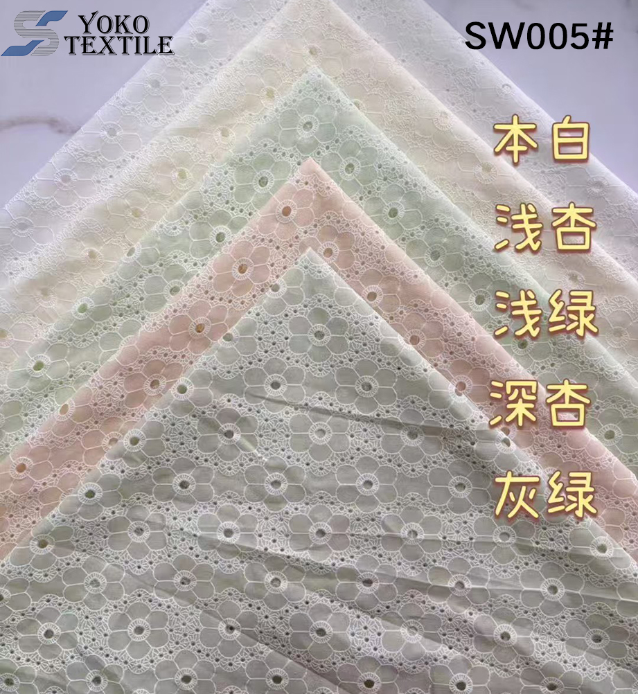 High Quality Cost-Effective 100% Cotton Woven Jacquard Fabric Series Floral Printed Embroidered Eyelet Lightweight Dress