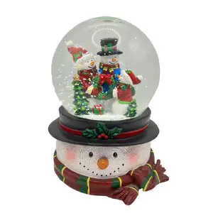 Bonhomme de neige de Noël en résine personnalisable boule de neige boîte à musique décoration de bureau décoration