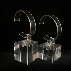 Présentoir de montre de bureau en plastique acrylique transparent C-Ring Type Retail Bracelet Rack pour la publicité emballée dans un carton - Product Image 3