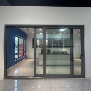 Portes coulissantes en verre aluminium modernes, patio <span class=keywords><strong>intérieur</strong></span>, <span class=keywords><strong>porte</strong></span> coulissante en verre transparent en aluminium, rétractable, invisible - Product Image 3
