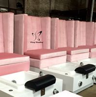 Meubles de salon de beauté, bar à ongles, fauteuil de luxe pour spa des pieds, fauteuil de pédicure en velours rose, fauteuil de reine