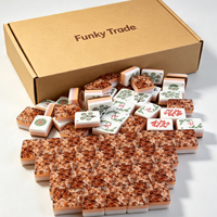 Juego de Mahjong Americano FT Custom Scarlet Crystal, 4 Capas, Color Ámbar Roto, Juego Coleccionable, 160 Fichas de Mahjong Acrílicas