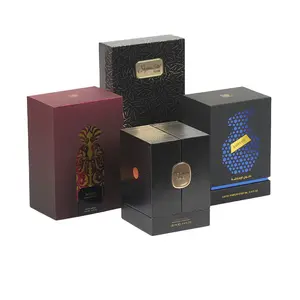 Copertina di carta da stampa nera di lusso in cartone con profumo di olio regalo confezione cosmetica logo personalizzato EVA interno