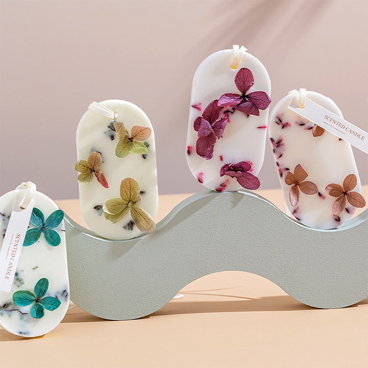 AROMA HOME Wholesale Handmade Dried Flower Car Home Fragrance Scented Soy Wax Tablets Candle 0