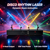 Projecteur laser d'animation à 4 faisceaux 12W RGB, indice IP33, activé par le son, contrôle DMX, scanner couleur, éclairage de scène en aluminium