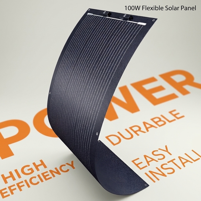 100W 12V Flexible Solar Panel 22% High Efficiency 240 Ultra Lightweight for Marine RV Cabin Van Car Boat Camping Curve