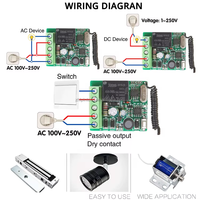 Interruptor RF de 433 MHz, 110 V, 220 V, Mini Interruptor de Control Remoto, Módulo Receptor de Relé de Contacto Seco para Sistema de Control de Garaje, Bricolaje