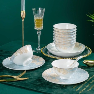 Service de vaisselle en céramique de Jingdezhen, ensemble de bols et assiettes en porcelaine osseuse nordique, vente en gros, ensemble de bols, ensemble domestique, coffret cadeau - Product Image 4