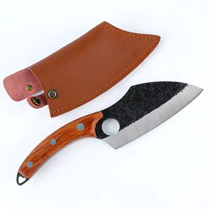 Factory supply forged butcher knife outdoor practical handmade knife with rosewood handle outdoor hunting knife for boning