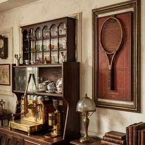 Soporte <span class=keywords><strong>de</strong></span> Pared para Raqueta <span class=keywords><strong>de</strong></span> <span class=keywords><strong>Tenis</strong></span> <span class=keywords><strong>de</strong></span> Madera y Metal Vintage, Decoración Deportiva para Sala <span class=keywords><strong>de</strong></span> Estar, Colección Grand Slam - Product Image 5