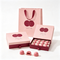 Boîte cadeau en carton rigide rose personnalisée pour chocolats, bonbons, mariage, Saint-Valentin, avec sac cadeau en papier personnalisé