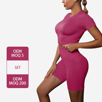 Ensemble de yoga deux pièces pour femme 6600-D, sans couture, effet fesses galbées, couleur unie, short de yoga très élastique, idéal pour la course et le fitness