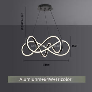 Lampu Gantung Chandelier 84W 3CCT 53cm Desain Modern Unik Tinggi Dapat Disesuaikan untuk Plafon Rendah Ruang Tamu - Product Image 2