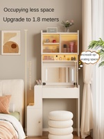 Coiffeuse pliante intégrée de style français avec miroir et armoire de rangement – Table de maquillage compacte en bois pour chambre à coucher