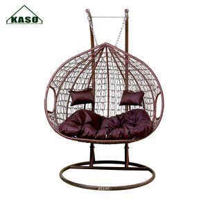 Chaise longue moderne en rotin, aluminium, plastique français, forme d'œuf noir, balançoire de jardin, patio, forme en D - Product Image 5