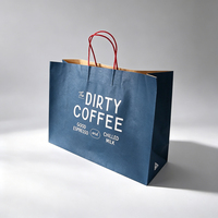 Sac à café en papier kraft écologique de grande taille pour la vente en gros, avec poignées en papier torsadé