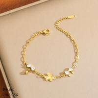 Bracelet Pendentif Fleur en Zircon en Acier Inoxydable Plaqué Or 18 carats de Haute Qualité, Chic et Moderne, pour Femme, Idéal Cadeau ou Soirée