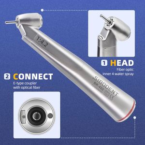 Juego de piezas de mano de fibra óptica LED de baja velocidad <span class=keywords><strong>dental</strong></span> 1:5 anillo rojo 1:4.2 velocidad creciente 1:1 contra ángulo 1:1 Nariz recta - Product Image 6