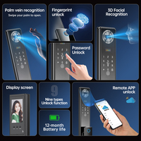 Cerradura Inteligente de Aluminio y Vidrio con Reconocimiento Facial 3D, Huella Dactilar, Contraseña, Tarjeta de Memoria, Multi-idioma, Tt Lock, Aplicación Tuya
