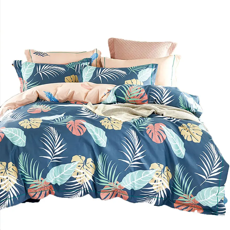 Conjunto de cama de algodão, de alta qualidade, estilo havaiano, impressão para cama, linho, queen, tamanho, lençol + fronhas