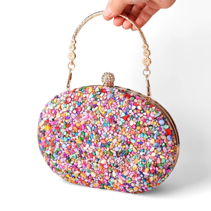 <span class=keywords><strong>Bolso</strong></span> de Noche con Pedrería en Oferta, <span class=keywords><strong>Bolso</strong></span> de <span class=keywords><strong>Fiesta</strong></span> con Decoración de <span class=keywords><strong>Piedras</strong></span> Redondas, <span class=keywords><strong>Bolso</strong></span> Cheongsam con Asa - Product Image 3