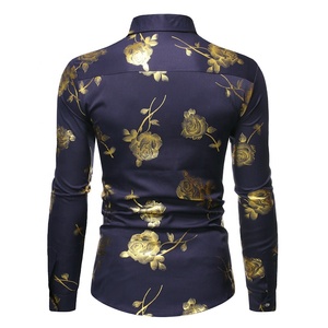 Camisas de vestir de lujo <span class=keywords><strong>para</strong></span> <span class=keywords><strong>hombre</strong></span>, Top con estampado dorado brillante, trajes Hipster, <span class=keywords><strong>ropa</strong></span> de fiesta de boda, camisa <span class=keywords><strong>blanca</strong></span> de esmoquin - Product Image 5