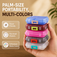 Boîte à pilules de voyage portable en PP, double couche, pliable, étanche à l'humidité, 10 compartiments, vente en gros