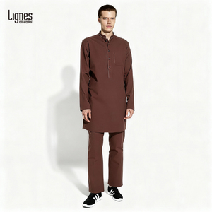 Túnica Musulmana para <span class=keywords><strong>Hombre</strong></span> 2025, Abaya de Algodón, Manga Larga, Color Sólido, Estilo Islámico Informal, Camisa Tipo Túnica, Ropa Árabe de Dubái - Product Image 4