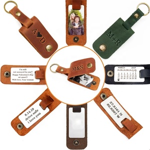 سلسلة مفاتيح تصعيد صور من الجلد الطبيعي مخصصة, سلسلة مفاتيح تصعيد صور من الجلد الطبيعي منقوشة لعيد الأب تصلح للهدايا - Product Image 4