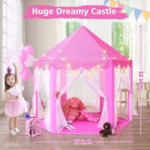 Princesse tente filles grande maison de jeu enfants château tente de jeu avec étoiles lumières jouet pour enfants jeux d'intérieur et d'extérieur personnalisés - Product Image 5