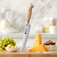 Couteaux à fromage professionnels uniques en acier composite 10Cr avec manche en bois d'olivier pleine longueur