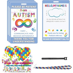 Autiste s'il vous plaît être patient autisme étiquette d'identification médicale avec autocollants et crochet pour porte de fenêtre de <span class=keywords><strong>maison</strong></span> - Product Image 1