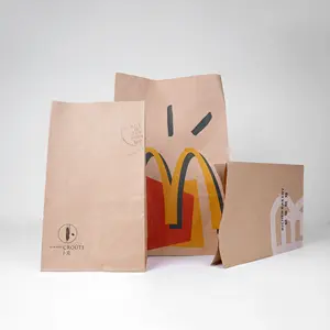 Custom Paper Bag And Kraft Paper Bag Bread Packaging And Chicken Take Away Bags Food Package Disposable CMYK Flexo Printing Lv66