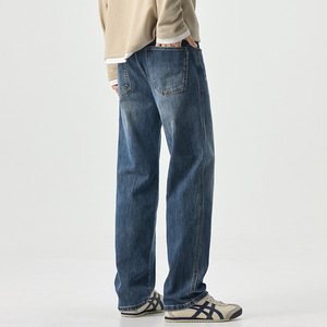 <span class=keywords><strong>Jeans</strong></span> da <span class=keywords><strong>Uomo</strong></span> in Denim Blu Elasticizzato Felpato Nuovi Autunno/Inverno 2026, Vestibilità Leggermente Ampia, Gamba Dritta, Stile Semplice e Basico - Product Image 1
