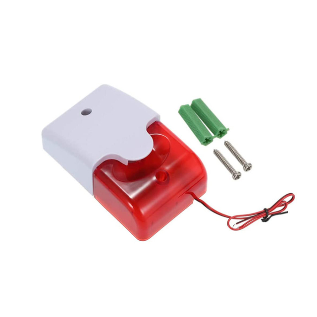 Red/Blue ABS Anti Theft Fire Alarm Indoor Siren Mini Piezo Strobe Sound 110dB 12V/24V Wired Flashing Security Alarm System 2