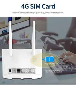 Routeur WIFI sans fil OEM/ODM 4G LTE 300Mbps, avec carte Sim déverrouillée, 4 antennes avec Port LAN, prise en charge de 32 utilisateurs Wifi