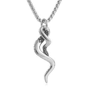 Collar con colgante de serpiente de acero inoxidable, color dorado, diseño geométrico con forma de animal, cadena de 3.0*60cm, perla cuadrada para hombres y mujeres - Product Image 2