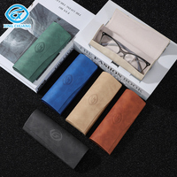 Étui à lunettes optique portable fait à la main en cuir PU étui à lunettes de soleil Logo personnalisé boîte d'emballage de lunettes