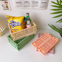 Panier de Rangement Pliant Mini en Gros, Vente Directe Usine, Panier de Bureau en Plastique Pastel, Organisateur Pliable pour Papeterie