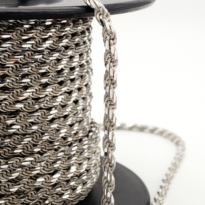 工場直送 ダイヤモンドカット ロープチェーン 4mm マルチサイズ 925スターリングシルバー ロープチェーン メンズジュエリー製作 ヤードまたはロール単位販売 - Product Image 1