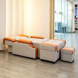 Lit de massage électrique inclinable en PVC matelassé diamant, style luxe léger et minimaliste moderne, pour thérapie des pieds, manucure, nettoyage des oreilles et pédicure - Product Image 4