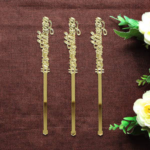 Cá Nhân Tên Uống Khuấy Vàng Acrylic Uống Tên Cocktail Bar Phụ Kiện Đám Cưới Uống Stick - Product Image 1