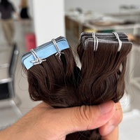 Extensions de cheveux humains russes à bandes adhésives, double épaisseur, invisibles, sans couture, bouclées, personnalisées, les plus vendues