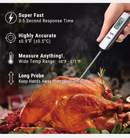 Termometer Digital Nirkabel Tahan Air, Bacaan Instan, Layar LCD Berlampu, Probe Baja Tahan Karat untuk Dapur, BBQ, Daging