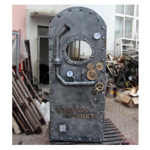 Puerta de Hierro Forjado Estilo Steampunk Personalizada, Simulación de Puerta de Bar Restaurante Submarino, Decoración - Product Image 1